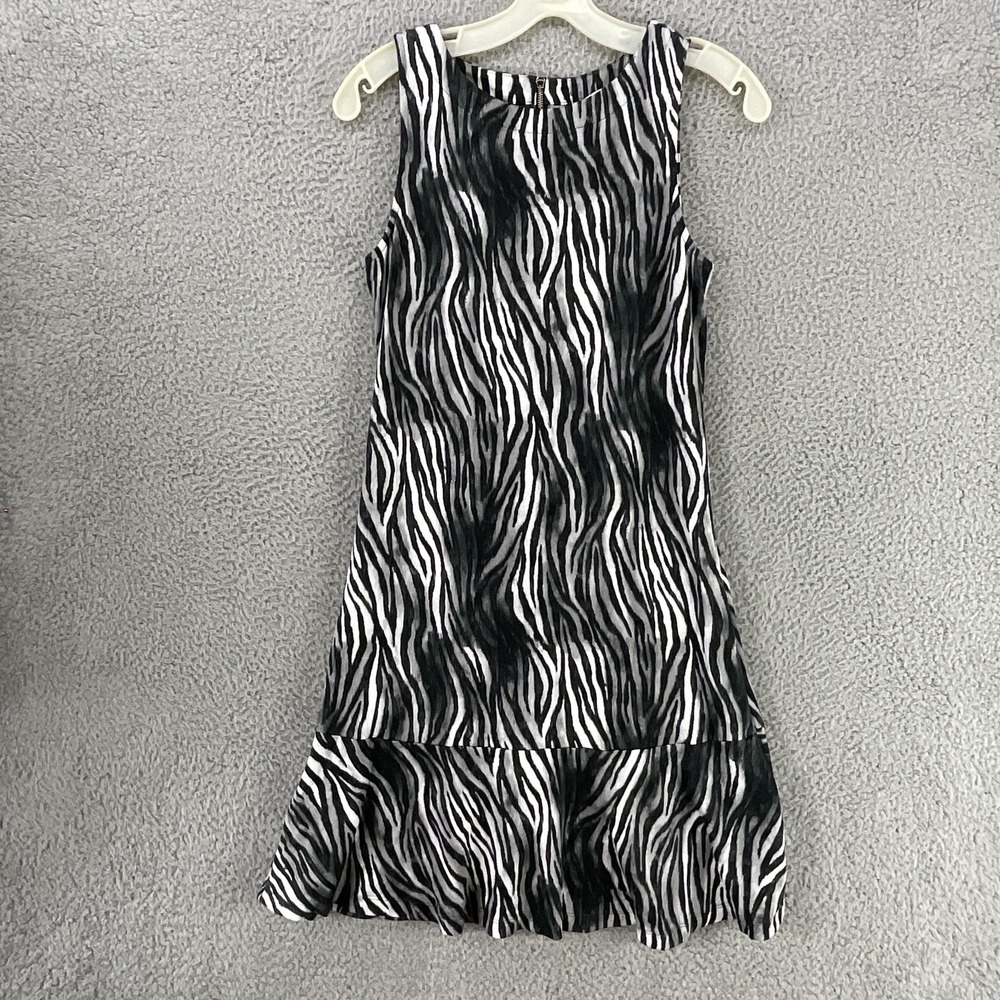 Tommy Bahama Dress Womens XS Black Animal Print Sleeveless Shift Zip‎ Lined